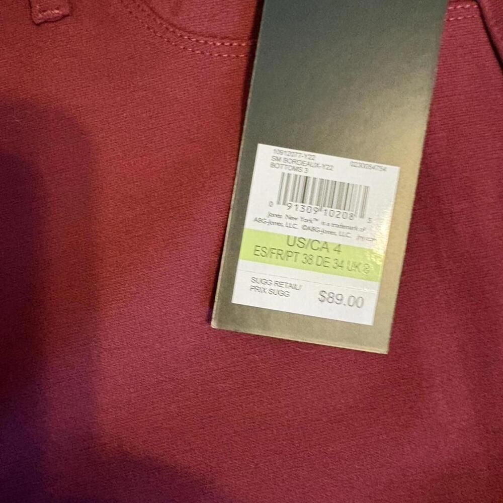 Jones New York burgundy high-waisted skinny pants Size 4 NEW - Picture 3 of 7